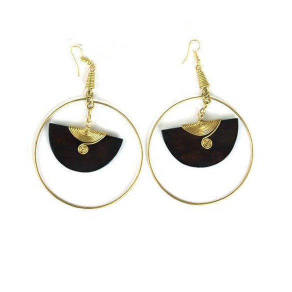 Kenyan Bone 'Batik Honey' Hoop Earrings