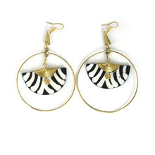 Load image into Gallery viewer, Kenyan Bone &#39;Batik Honey&#39; Hoop Earrings