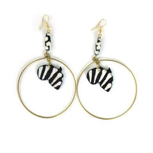 Load image into Gallery viewer, Kenyan Bone &#39;Batik Honey&#39; Hoop Earrings