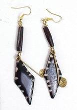 Load image into Gallery viewer, Kenyan Bone &amp; Brass Earrings