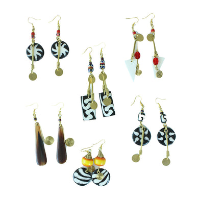 Kenyan Chic Bone & Brass Earrings