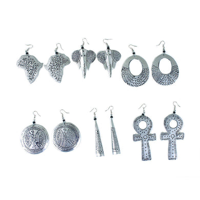 Hand-Etched Silver Metal Earrings