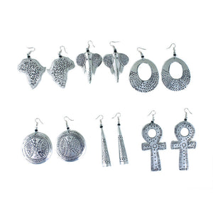 Hand-Etched Silver Metal Earrings