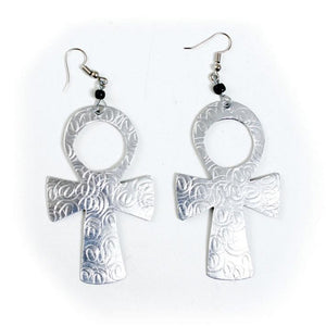 'Symbol of Life' Silver Ankh Earrings