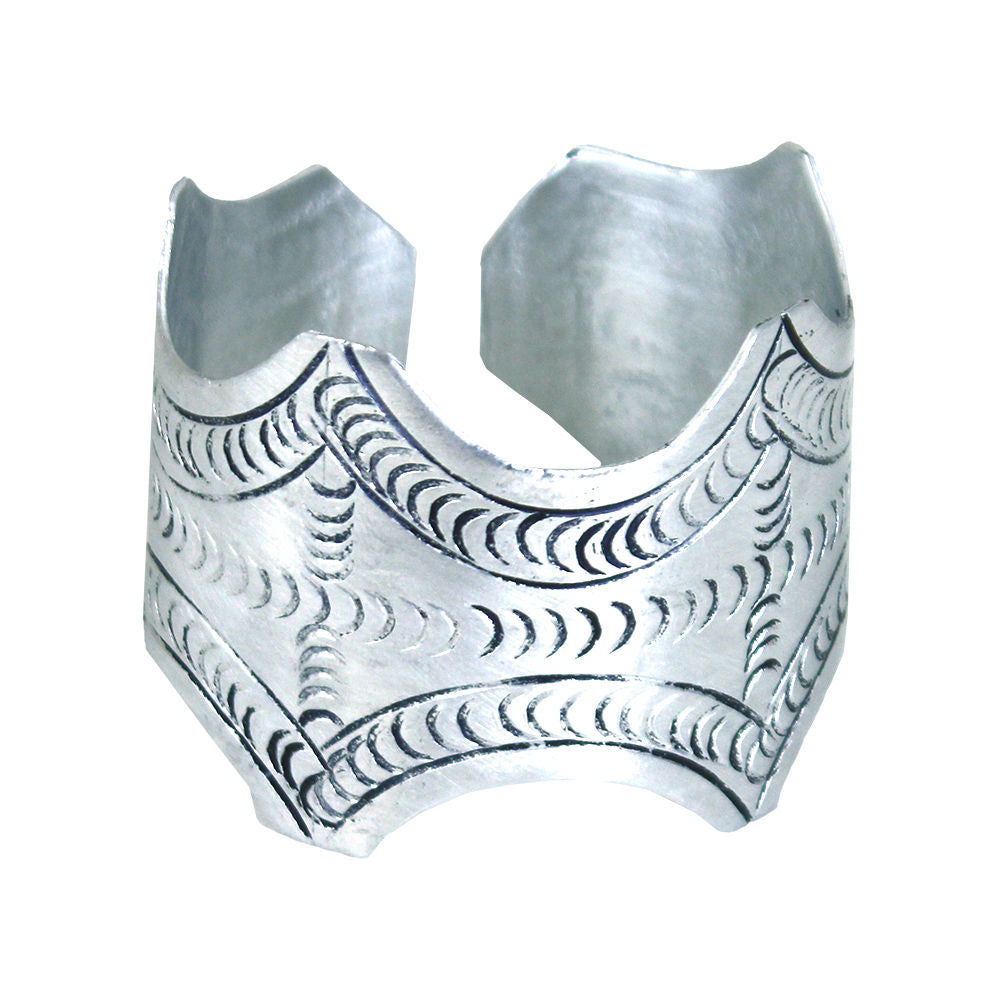 Hand-Etched Silver Wavy Cuff (Bracelet)