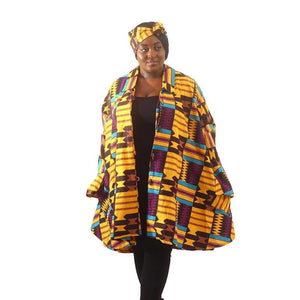 Kente Print Umbrella Jacket
