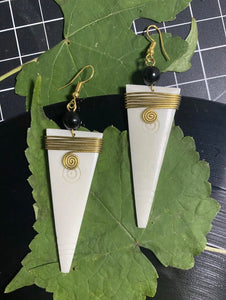 Kenyan White Bone Arrowhead Earrings