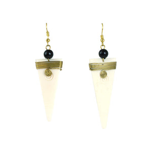 Kenyan White Bone Arrowhead Earrings