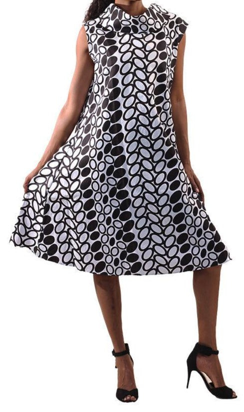 Stella Black & White Print Collar Dress - Plus