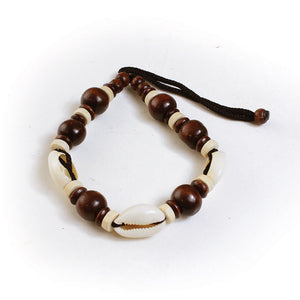 Unisex Cameroonian Wood & Cowry Bead Bracelets
